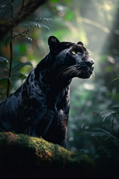 Blick auf den schwarzen Panther in der Natur