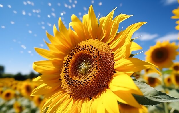 Blick auf die blühende Sonnenblume