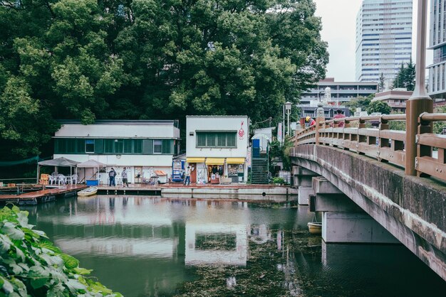 Blick auf die Brücke über den Fluss in der Stadt