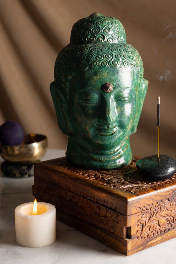 Kostenlose Foto blick auf die buddha-statuette für ruhe und meditation
