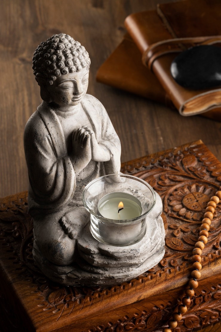 Kostenlose Foto blick auf die buddha-statuette für ruhe
