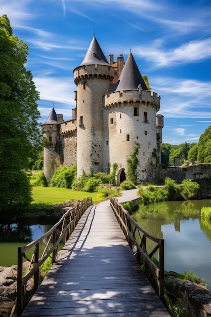 Kostenloses Foto blick auf die burg mit naturlandschaft