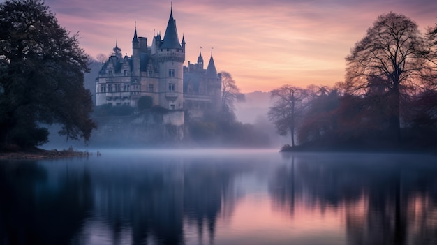 Kostenloses Foto blick auf die burg mit naturlandschaft