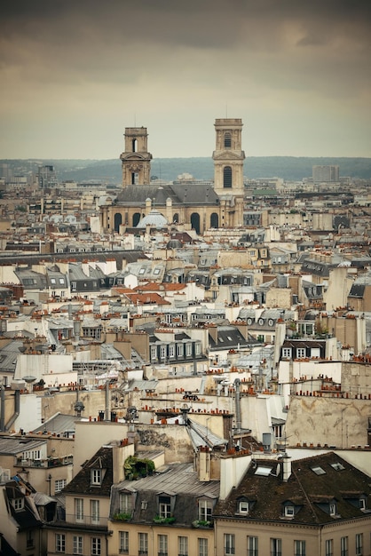Blick auf die Dächer von Paris von der Kathedrale Notre-Dame.