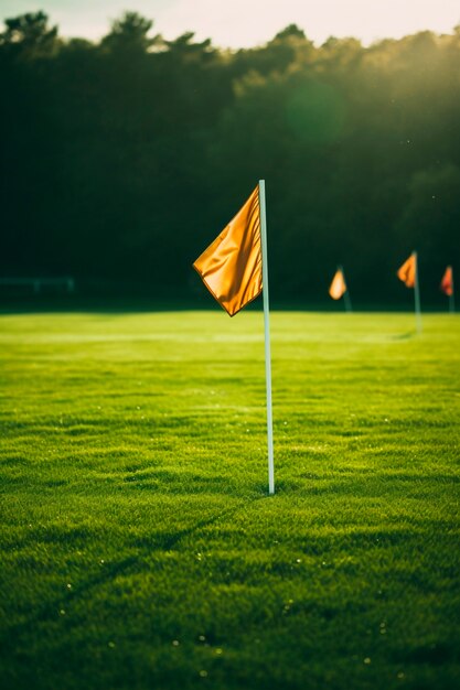 Blick auf die Fußballfahne auf dem Spielfeld