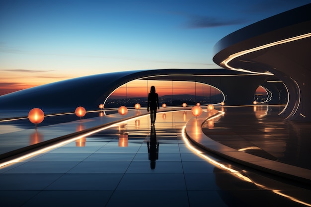 Kostenloses Foto blick auf die futuristische brücke