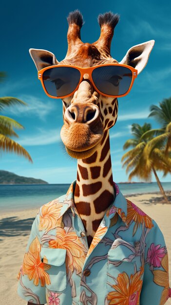 Blick auf die Giraffe am Strand im Sommer