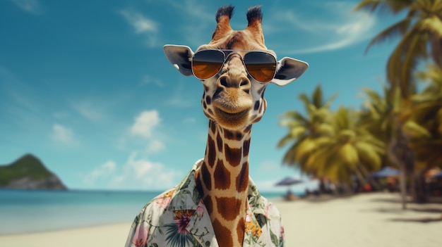 Kostenloses Foto blick auf die giraffe am strand im sommer