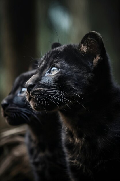 Blick auf die Jungen des schwarzen Panthers in der Natur