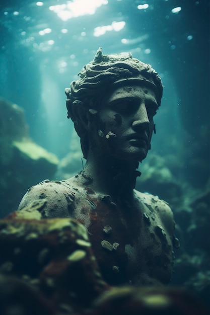 Kostenloses Foto blick auf die ruinen einer archäologischen unterwasserstatue
