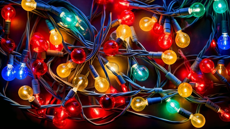 Kostenlose Foto blick auf die weihnachtsbaumbeleuchtung