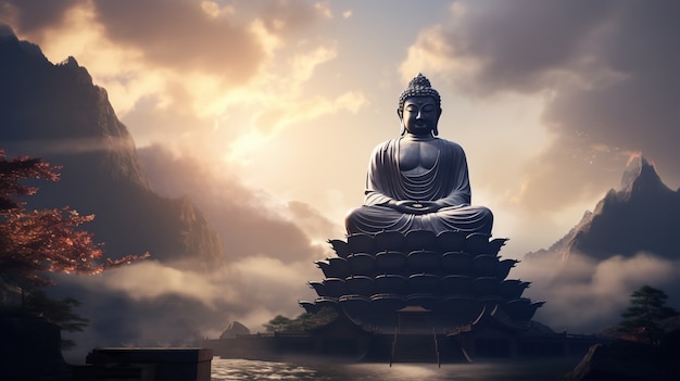 Kostenloses Foto blick auf die zen-buddha-statue für spiritualität