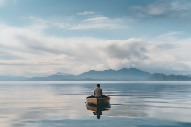 Kostenloses Foto blick auf ein boot, das auf dem wasser schwimmt