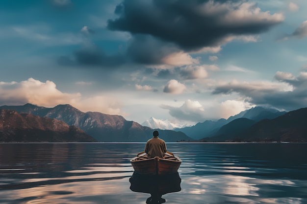 Blick auf ein Boot, das auf dem Wasser schwimmt