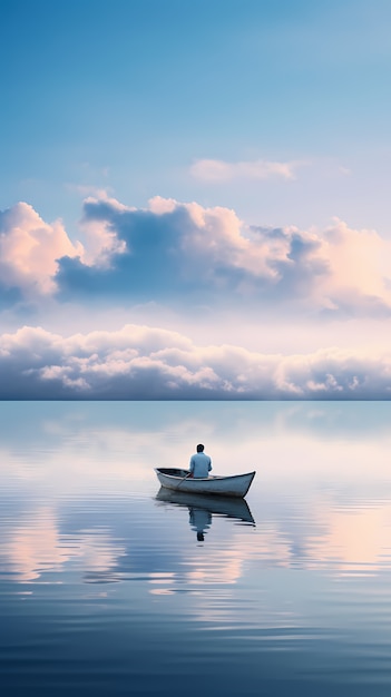 Kostenloses Foto blick auf ein boot, das auf dem wasser schwimmt