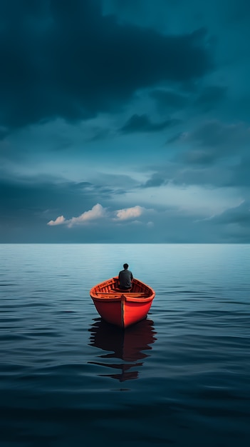 Blick auf ein Boot, das auf dem Wasser schwimmt