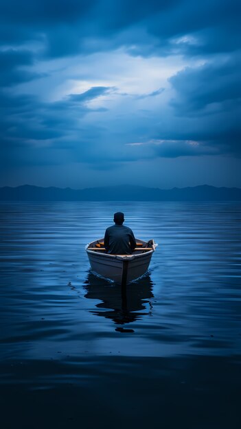 Blick auf ein Boot, das auf dem Wasser schwimmt