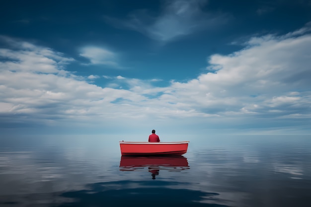 Kostenloses Foto blick auf ein boot, das auf dem wasser schwimmt