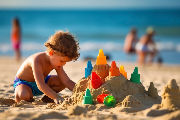 Kostenlose Foto blick auf ein kind im sommer am strand