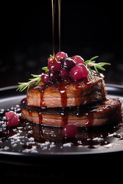 Blick auf ein köstliches Steak mit Soße