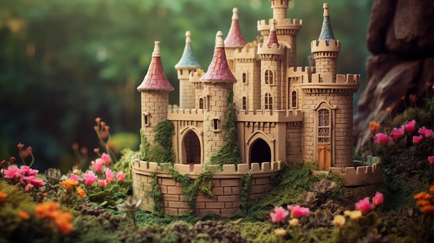 Kostenloses Foto blick auf ein miniatur-märchenschloss