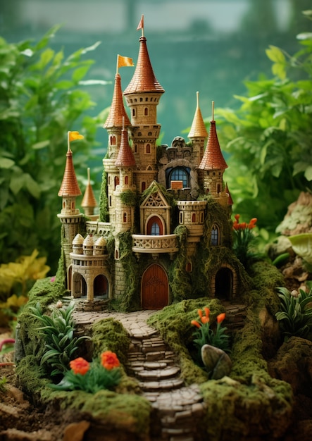 Kostenloses Foto blick auf ein miniatur-märchenschloss
