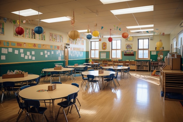Blick auf ein modernes Klassenzimmer in der Schule