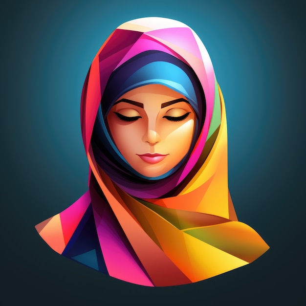 Blick auf eine 3D-Frau mit Hijab
