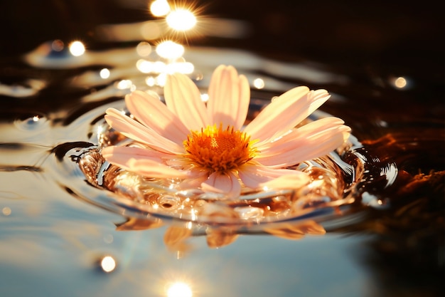 Blick auf eine Blume auf dem Wasser