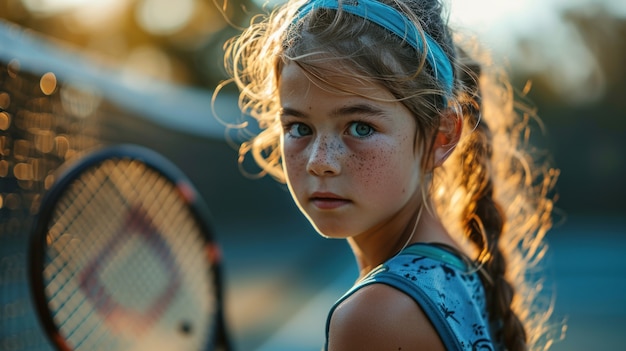 Kostenloses Foto blick auf eine junge tennisspielerin