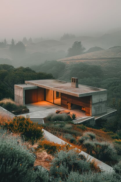 Blick auf eine luxuriöse Villa mit modernem architektonischem Design