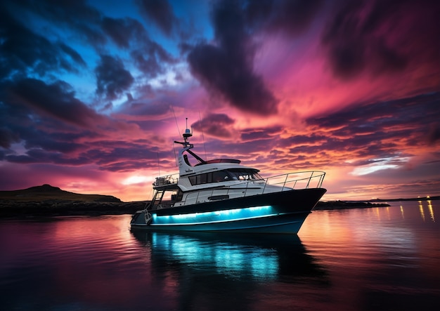 Blick auf eine luxuriöse Yacht auf dem Wasser