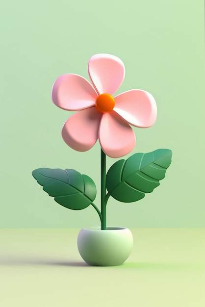 Blick auf eine wunderschöne 3D-Blume im Topf