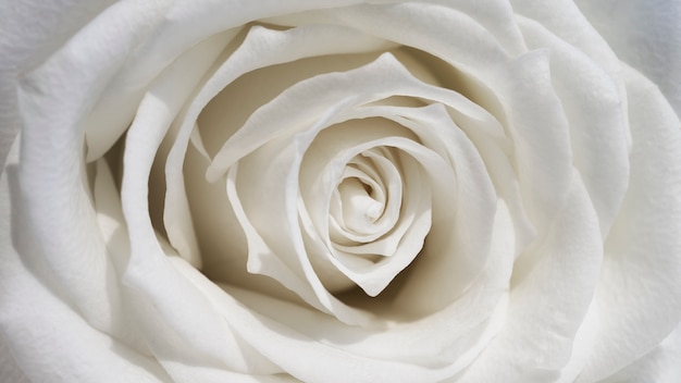 Blick auf eine zarte weiße Rose in Nahaufnahme