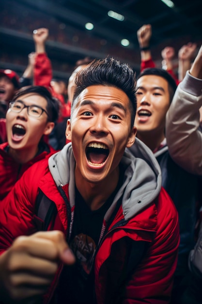 Kostenloses Foto blick auf einen begeisterten fußballfan beim feiern