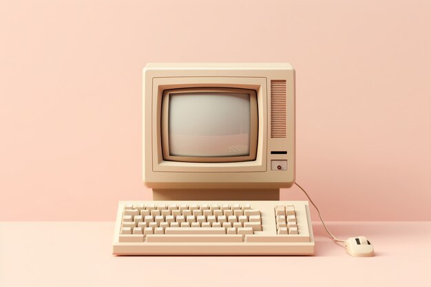 Blick auf einen Computerarbeitsplatz im Retro-Look