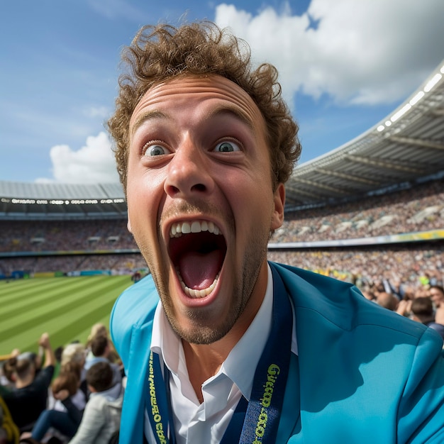 Kostenloses Foto blick auf einen fußballfan, der das spiel genießt