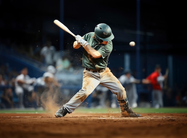 Blick auf einen männlichen Baseballspieler auf dem Spielfeld