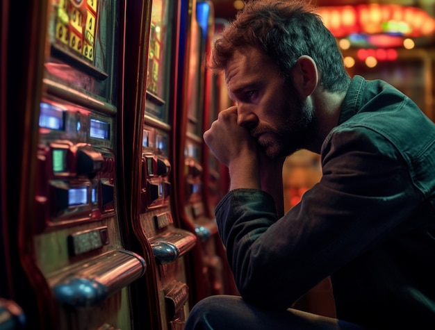 Blick auf einen Mann, der in einem Casino spielt