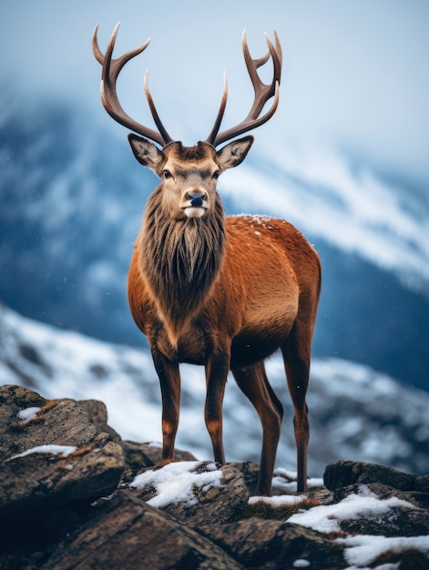 Kostenloses Foto blick auf elche mit winterlicher naturlandschaft