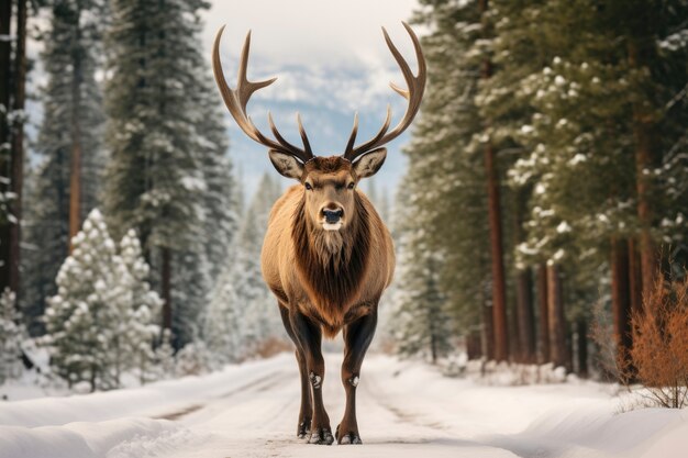 Blick auf Elche mit winterlicher Naturlandschaft