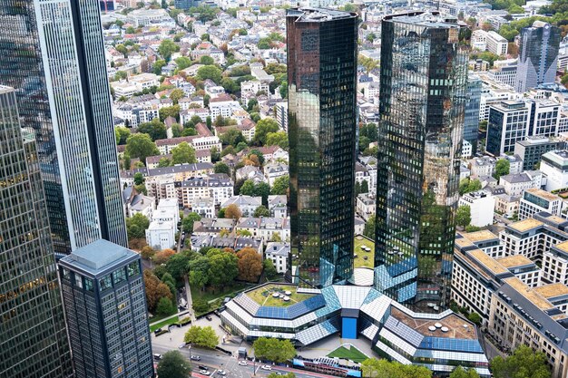 Blick auf Frankfurt von einem Wolkenkratzer Deutschland