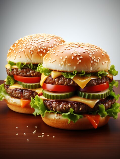 Blick auf köstlich aussehende 3D-Burger