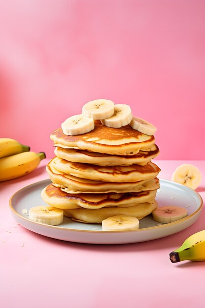 Blick auf köstliche Pfannkuchen mit Bananen