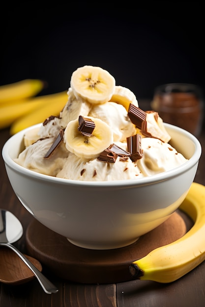 Kostenloses Foto blick auf köstliches gefrorenes eisdessert mit bananen