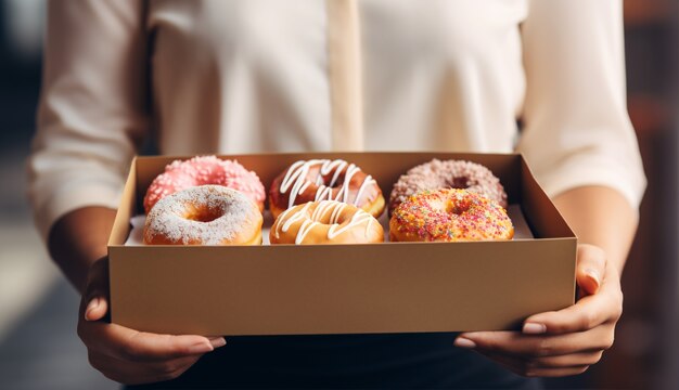 Blick auf leckere süß geglasierte Donuts