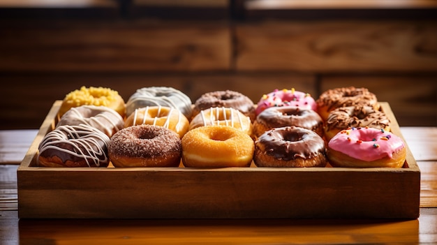 Blick auf leckere süß geglasierte Donuts