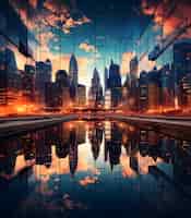 Kostenloses Foto blick auf new york city in der nacht