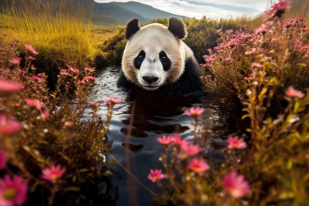 Blick auf Pandabären in der Natur