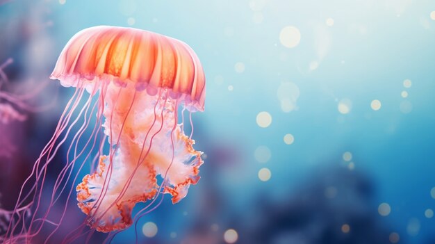 Blick auf Quallen, die im Wasser schwimmen, mit Kopierraum